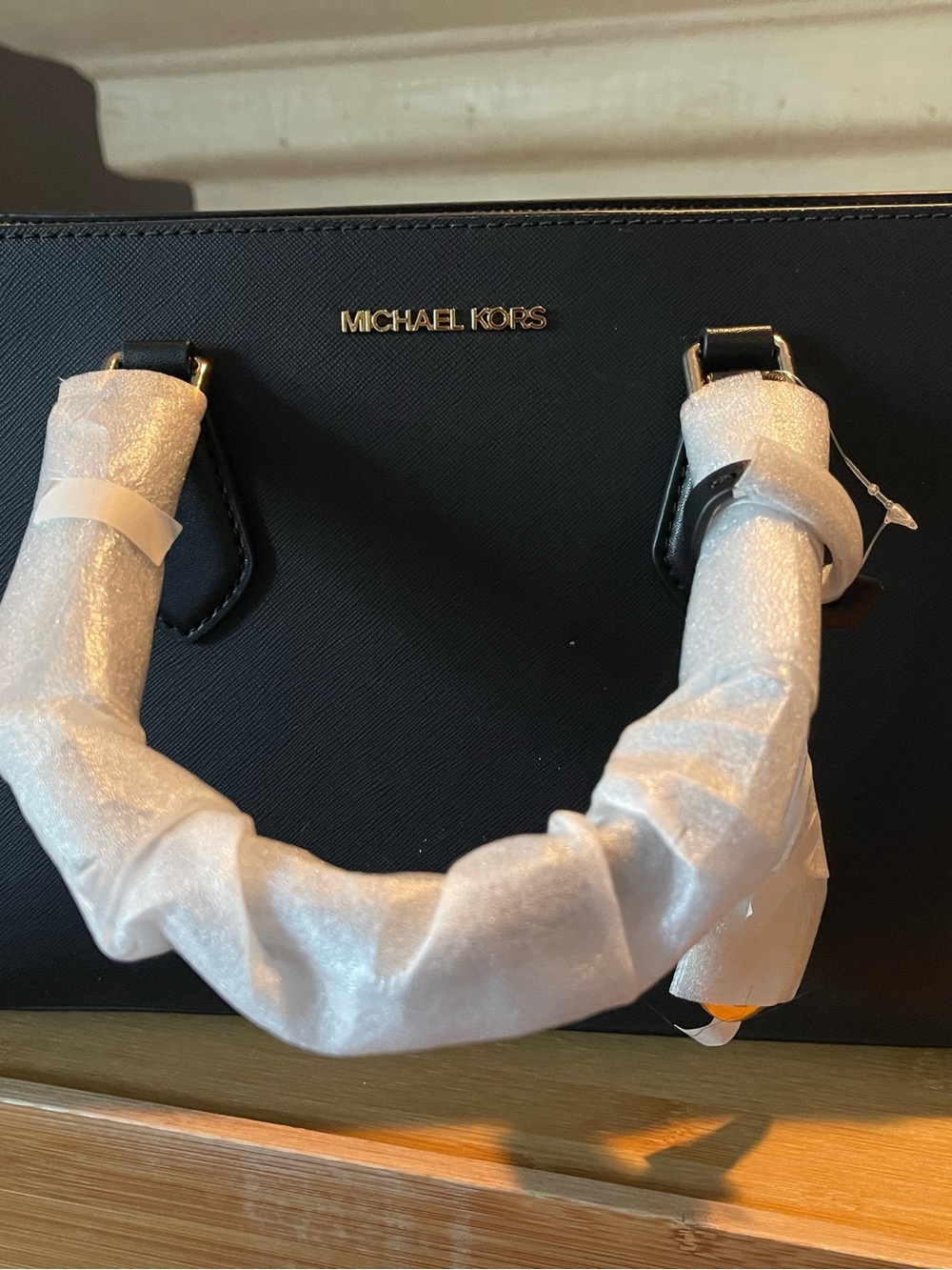 Michael Kors Black Satchel with Gold Logo